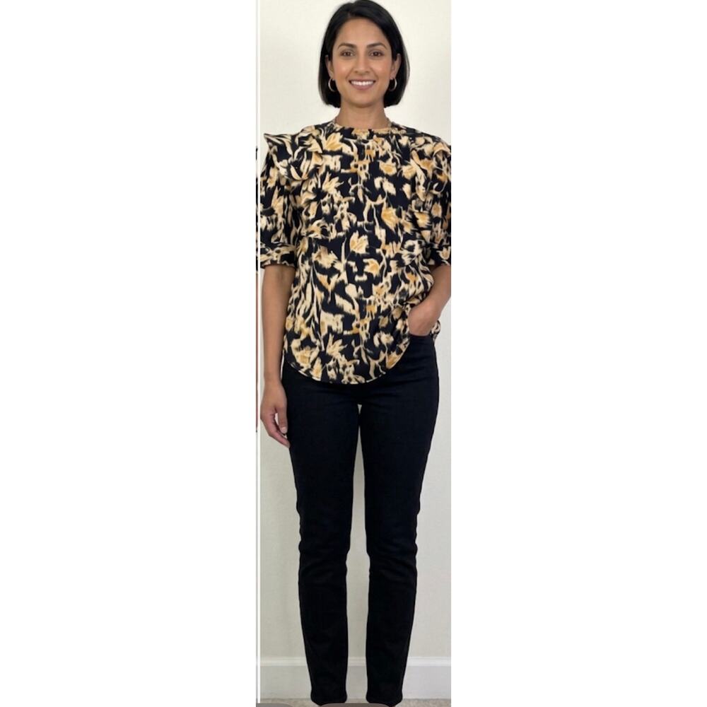 Ulla Johnson Carmen Short Sleeve Blouse in Tourmaline 4
